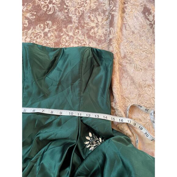 Vintage‎ 90s y2k satin dark green mini dress with front pockets size small - Picture 6 of 7